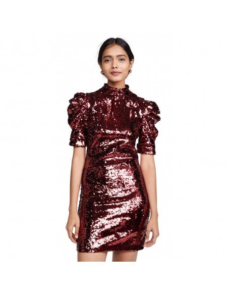 Brenna Sequin Fitted Puff Sleeve Dress